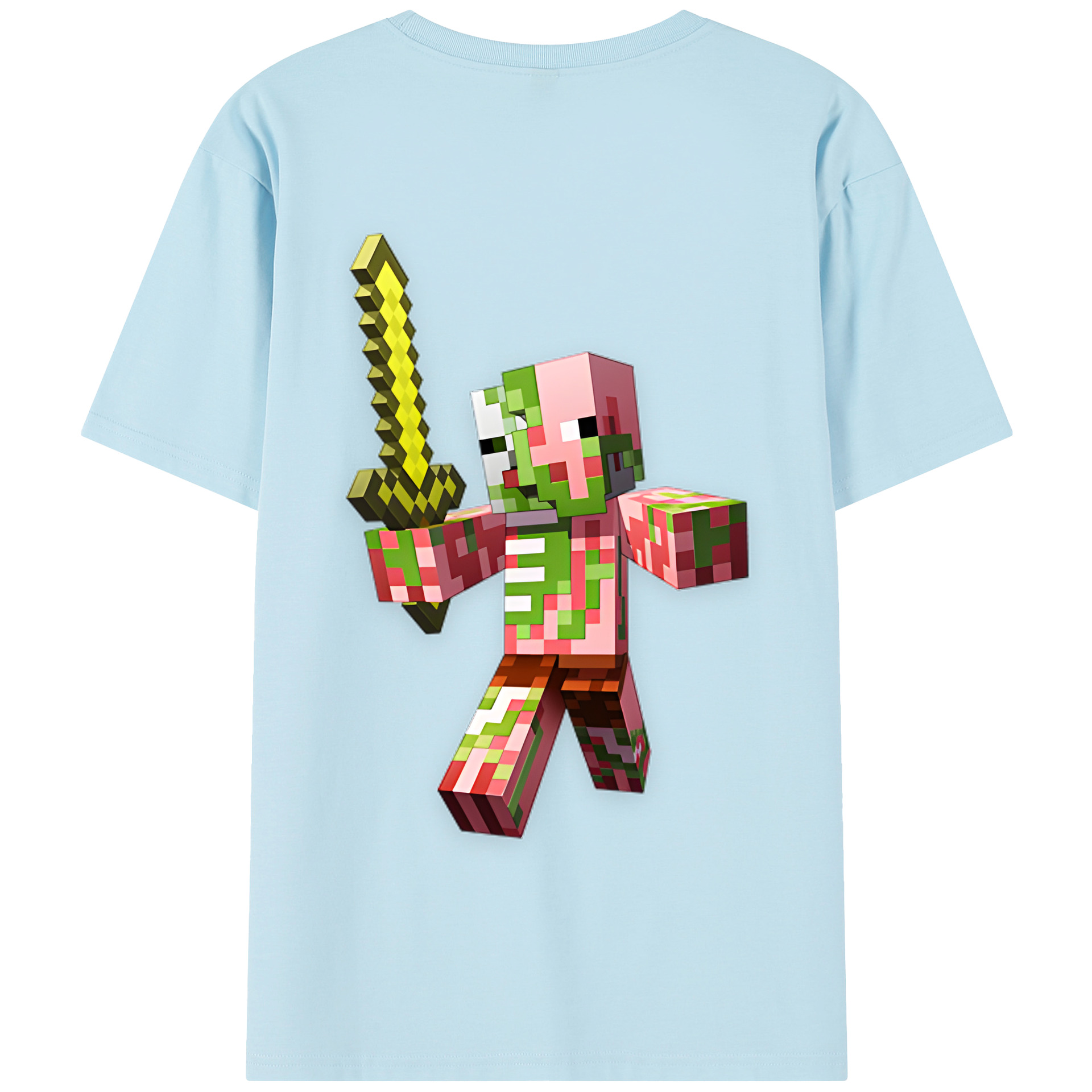 （画像用） マインクラフト ブロックの世界 Minecraft MC Block world 綿100％半袖Tシャツ（背面プリント）